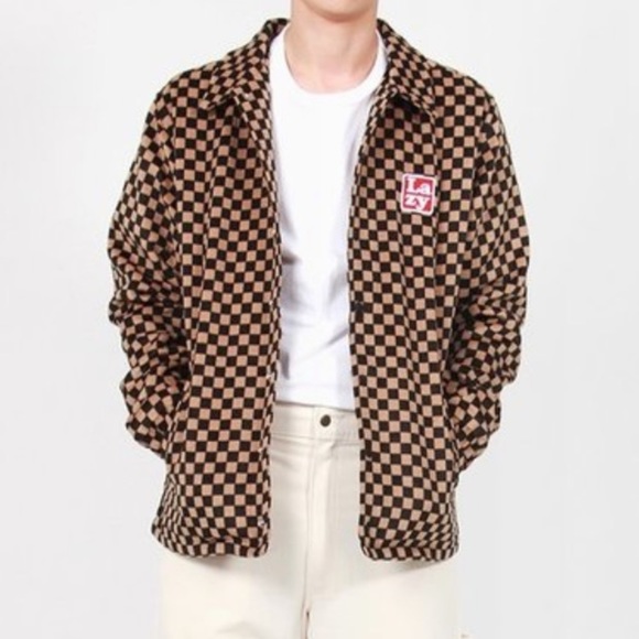 Lazy oaf brown buttons checker jacket S - Picture 9 of 9